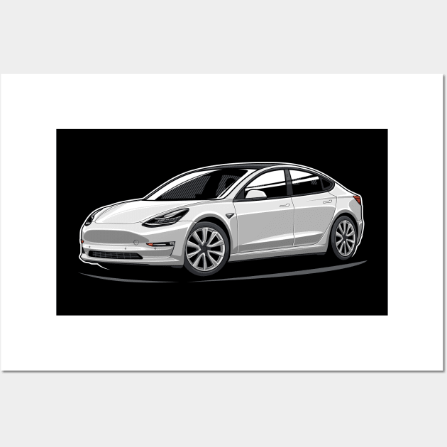 Model 3 (White) Wall Art by afrcreativeart